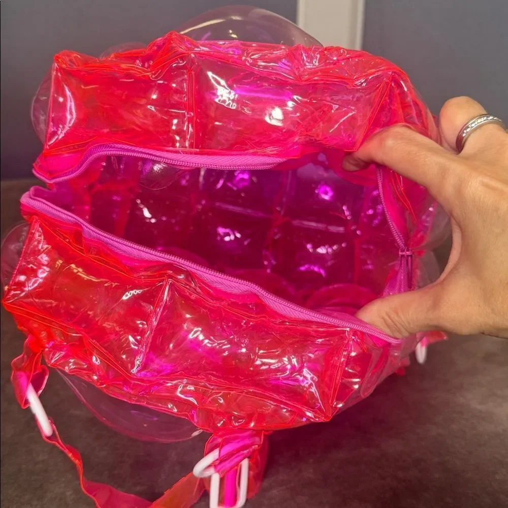 Pink Inflatable Bubble Backpack Zipper Closure One Size NEW